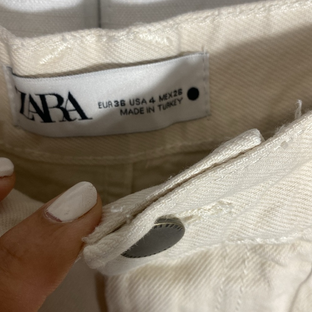 Zara Cream Wide Leg Jeans – Mid Rise | Size 4 | NWT - Picture 7 of 15